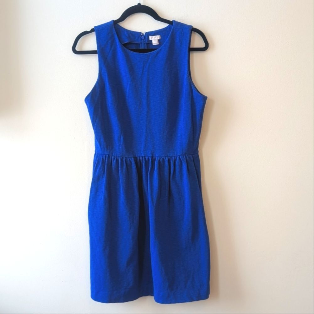 J. Crew Factory Daybreak Fit Flare Dress Blue Preppy Size Medium - Picture 2 of 7